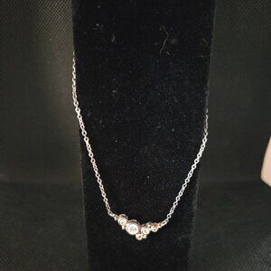 Silver Tone Cubic Zircon Choker Necklace 16''